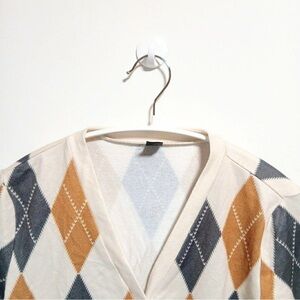 Argyle Pattern Cardigan Sweater